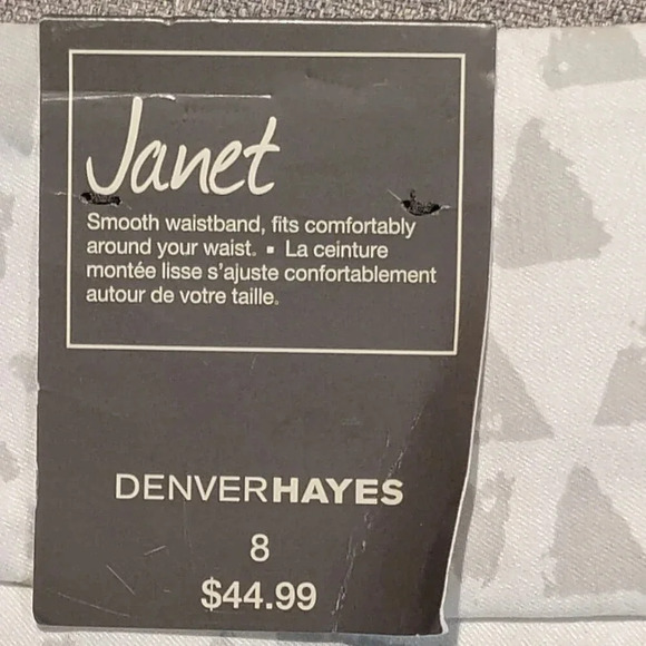 Denver  Hayes "Janet" Stretch Capri Pants Cream and Gray NWOT in Size 8 - Picture 7 of 12